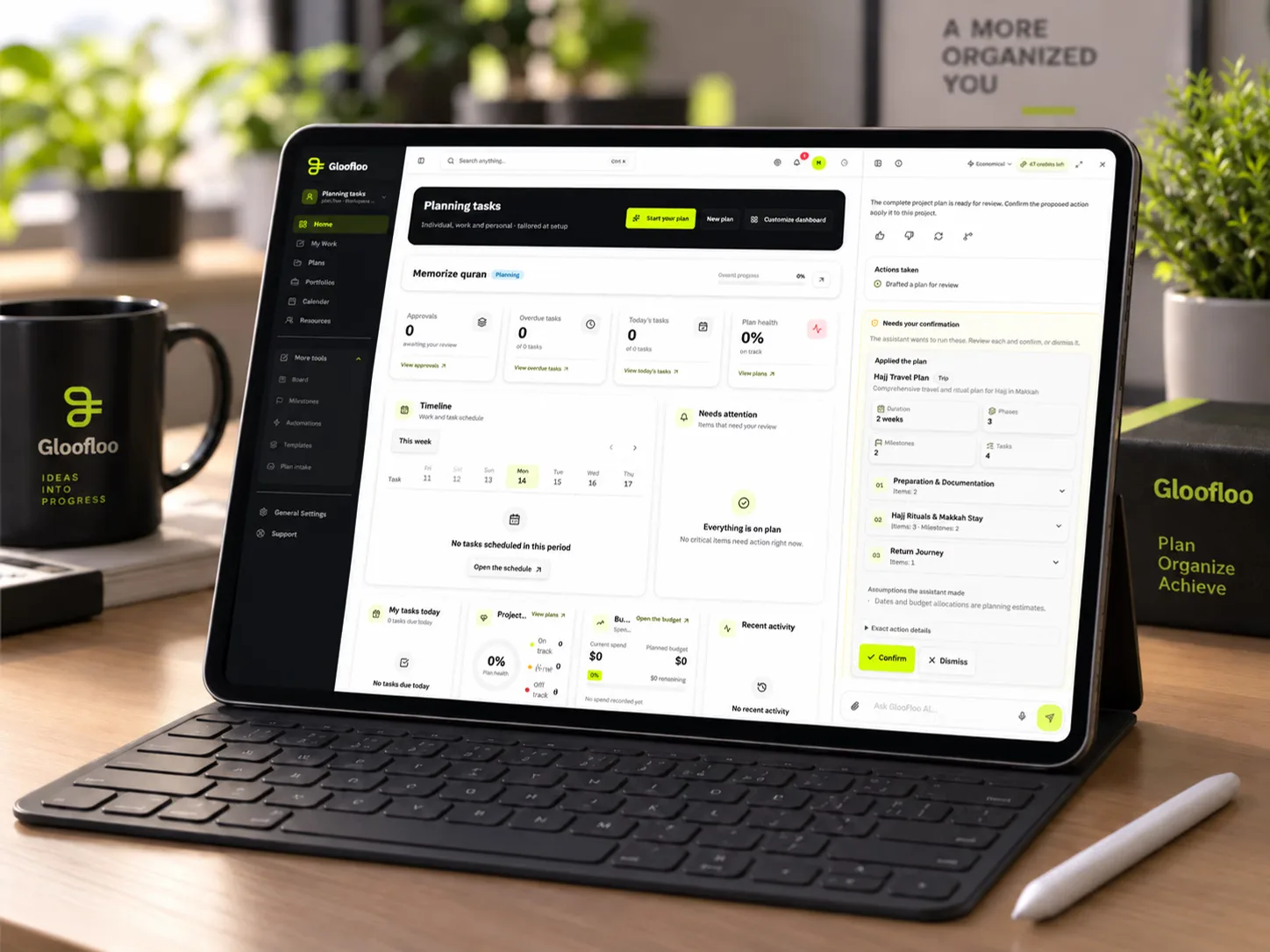 GlooFloo main dashboard