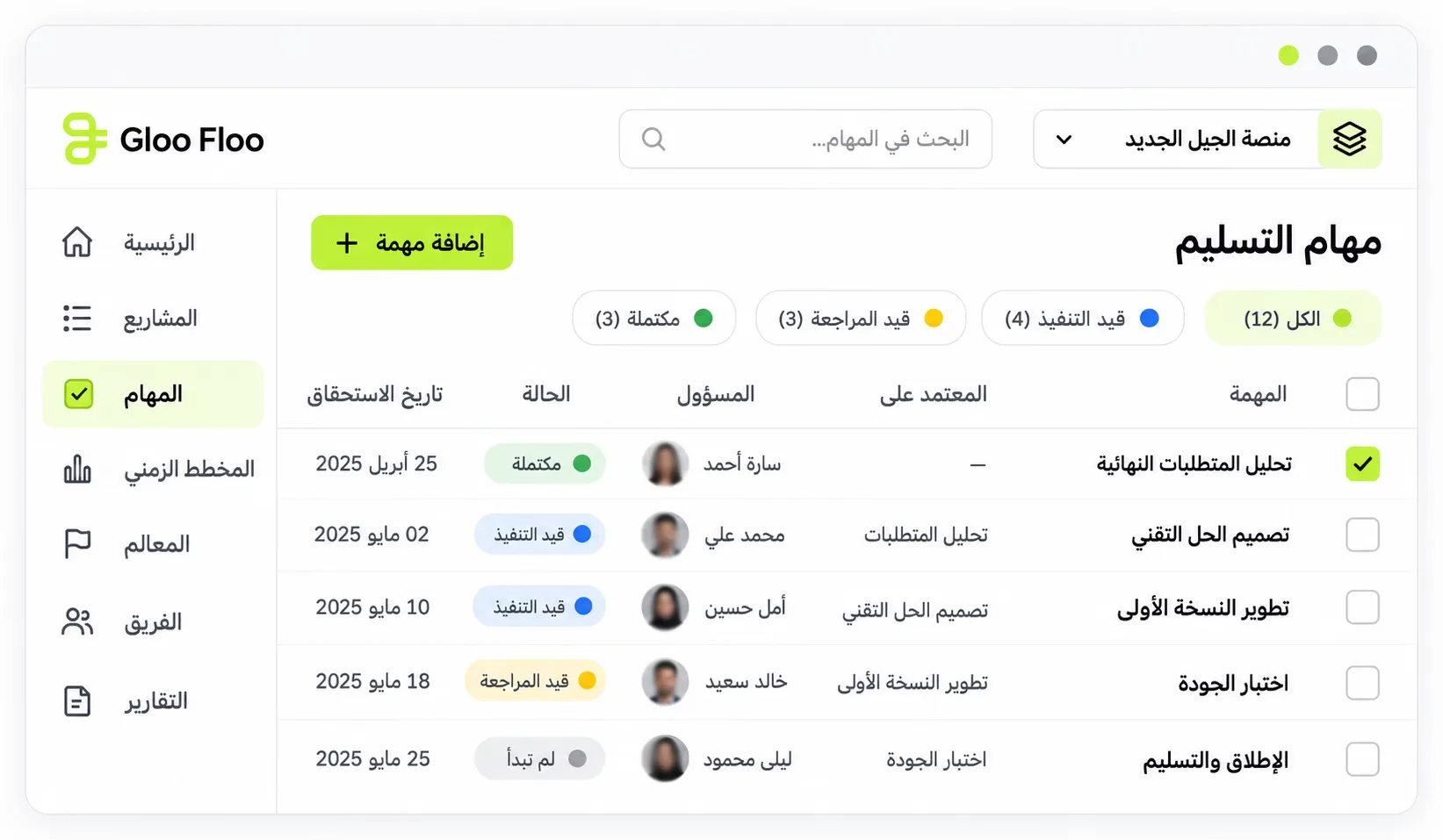 قائمة مهام الفريق